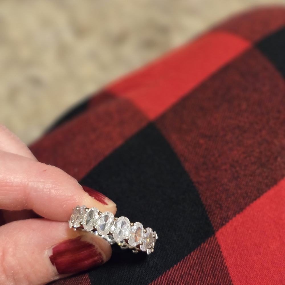 Diamonique Oval Cut Eternity Band Ring Size 7